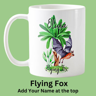 Caneca De Café Adição de Nome a Voar Fox australiano