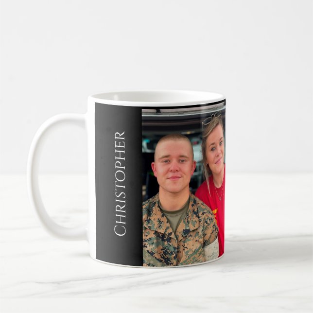 Caneca De Café Adicionar 2 Fotografias Irmãos Monograma Café Mug (Esquerda)