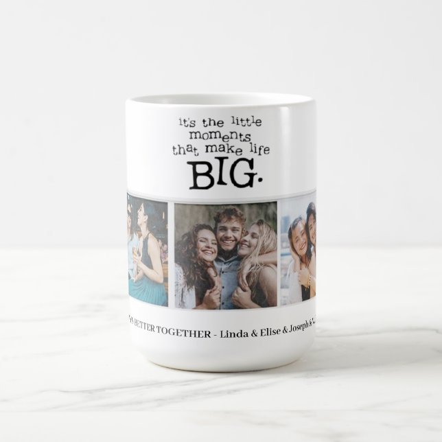 Caneca De Café   Adicionar Colagem Personalizada de Fotos de Scri (Centro)
