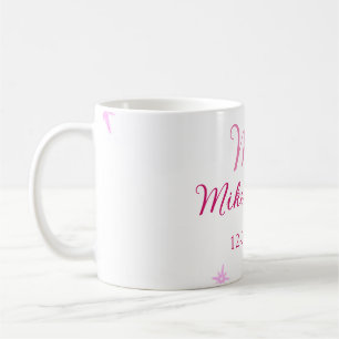 Caneca De Café Adicionar cor-de-rosa nome do casal data monograma