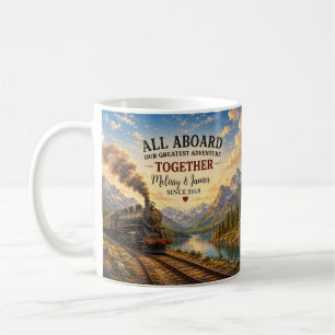 Caneca De Café Adicionar detalhes casais trem a vapor perto do ri