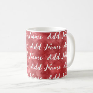 Caneca De Café Adicionar Nome à Cor Vermelha Personalizada