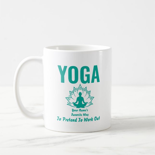 Caneca De Café Adicionar Nome Alterar Qualquer Texto, YOGA Tende  (Esquerda)