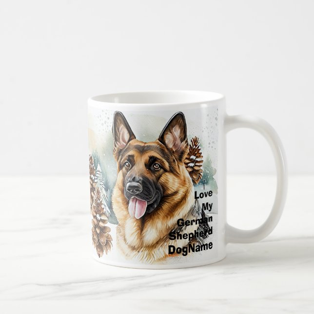 Caneca De Café Adicionar Nome Alterar Texto, German shepherd na N (Direita)