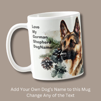 Caneca De Café Adicionar Nome Alterar Texto, German shepherd na N