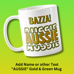 Caneca De Café Adicionar nome, AUSSIE AUSSIE, Tipografia Dourada