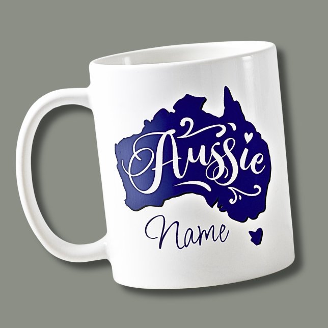 Caneca De Café Adicionar nome - Aussie no mapa da Austrália (Criador carregado)