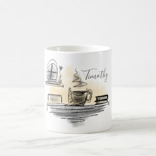 Caneca De Café Adicionar Nome   Desenho Do Lado Do Café