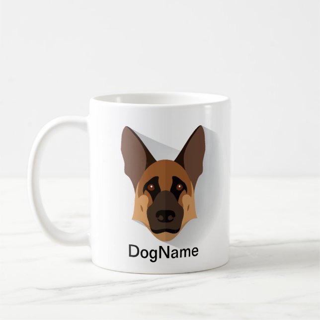 Caneca De Café Adicionar Nome do Cachorro, German shepherd GSD (Esquerda)