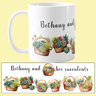 Caneca De Café Adicionar nome e texto, cestos de plantas sucessiv