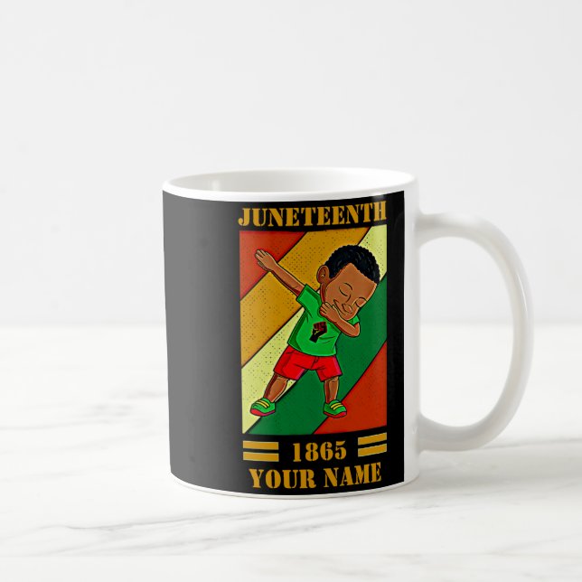 Caneca De Café adicionar nome editar texto juneteenth criança dab (Direita)