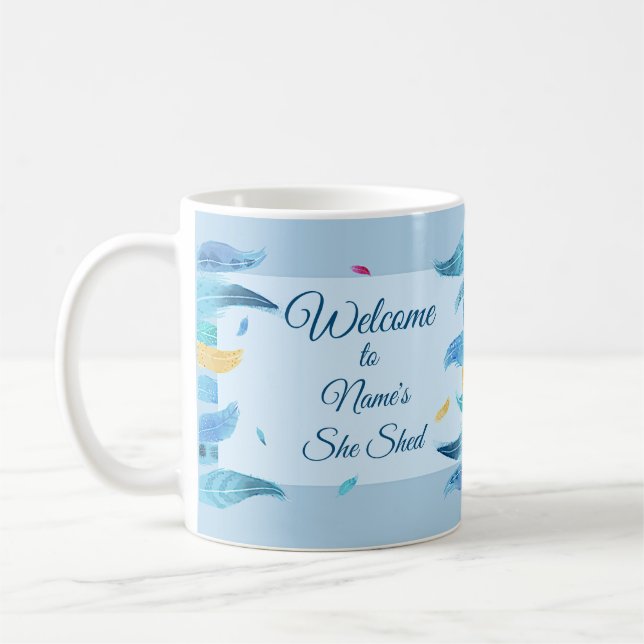 Caneca De Café Adicionar Nome Editar Texto Que Ela Espalhou Penas (Esquerda)
