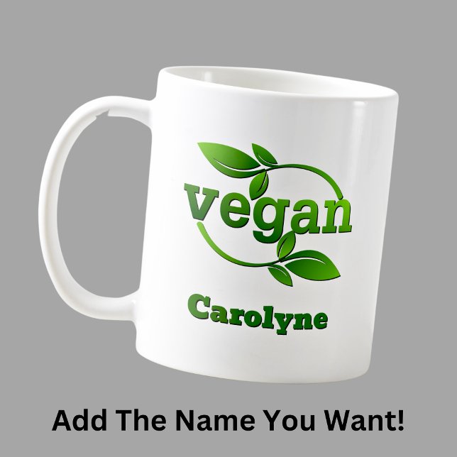 Caneca De Café Adicionar Nome Verde Deixa Vegan (Criador carregado)