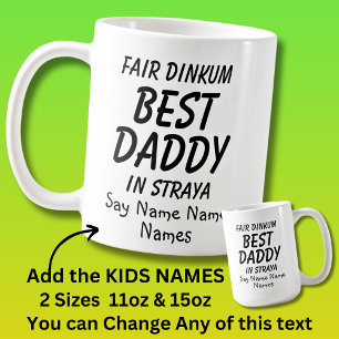 Caneca De Café Adicionar Nomes de Crianças - Justo PAI Dinkum BES