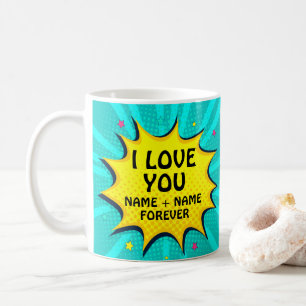 Caneca De Café Adicionar Nomes Dia de os namorados Eu Amo Você P