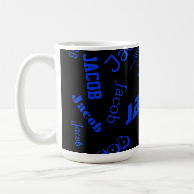 Caneca De Café Adicionar qualquer nome ou palavra | Azul e Preto (Esquerda)