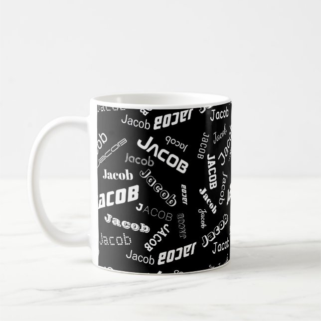 Caneca De Café Adicionar qualquer nome ou palavra | Preto e branc (Esquerda)