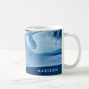 Caneca De Café Adicionar Seu Nome  Azul Amore II