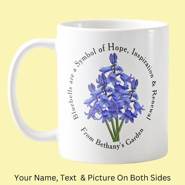 Caneca De Café Adicionar texto de nome, Bluebells Esperança, reno (Criador carregado)