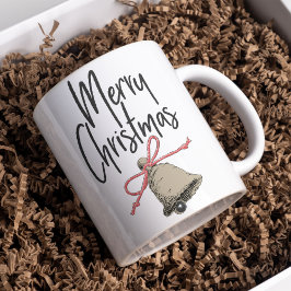 Caneca De Café Adicionar texto Sino de Natal Bonito Feliz Natal
