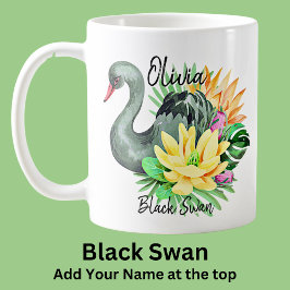 Caneca De Café Adicione nome Black Swan Australian Animal Pird