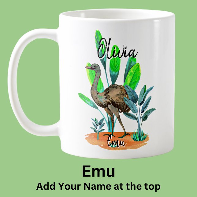 Caneca De Café Adicione Nome Emu Australian Bird Animal (Criador carregado)