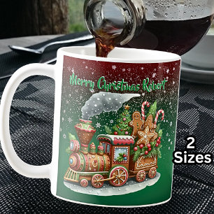 Caneca De Café Adicione Nome, Feliz Natal Pão Gingerido Comboio