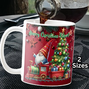 Caneca De Café Adicione Nome, Feliz Papai noel de Natal Gnome Ste