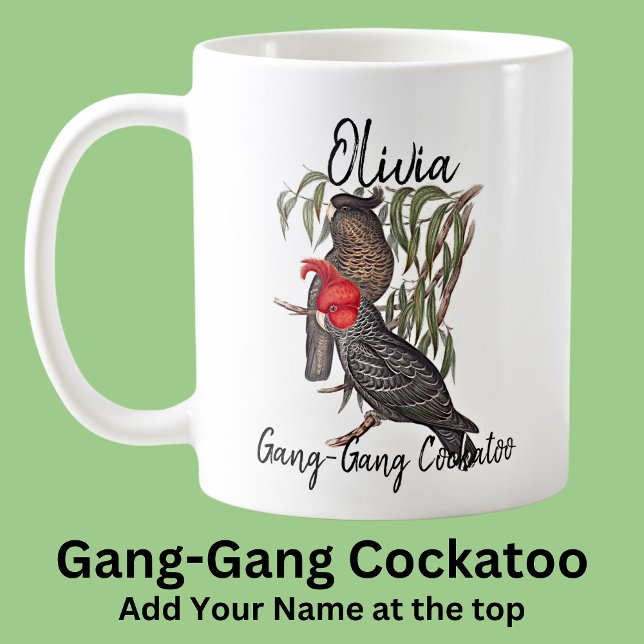 Caneca De Café Adicione Nome Gang-Gang Cockatoo australiano Bird  (Criador carregado)