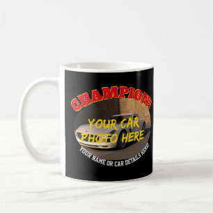 Caneca De Café Adicione Nome, Sua Foto Do Carro, Texto, Carro Mot