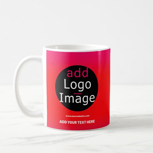 Caneca De Café Adicione o logotipo Magenta personalizável para em (Esquerda)