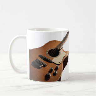 Caneca De Café Adicione o nome do texto guitarra acústica castanh
