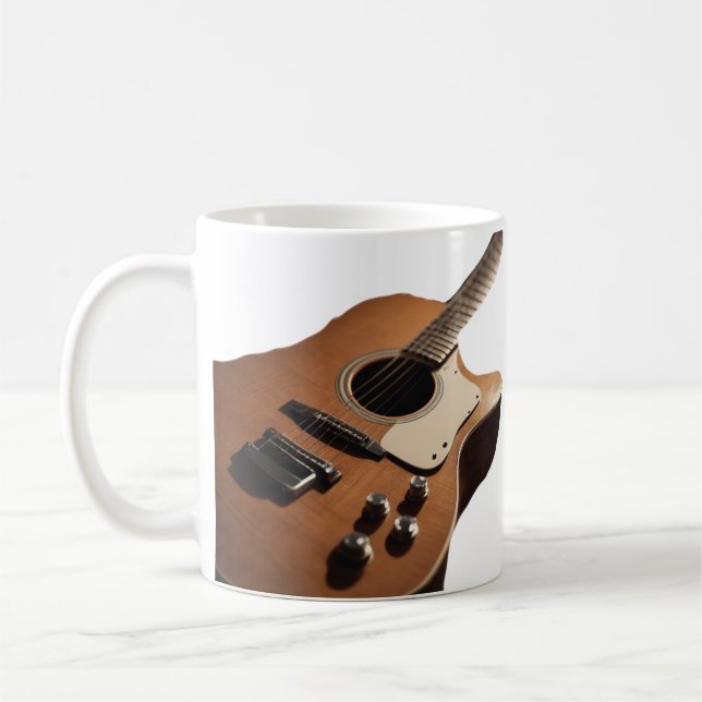 Caneca De Café Adicione o nome do texto guitarra acústica castanh (Esquerda)