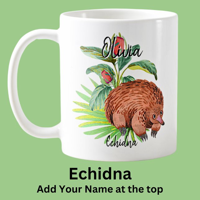 Caneca De Café Adicione o nome Echidna Australian Animal (Criador carregado)