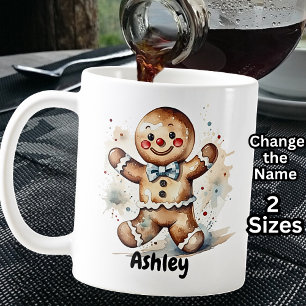 Caneca De Café Adicione o nome, Gingerbird Man para o Natal