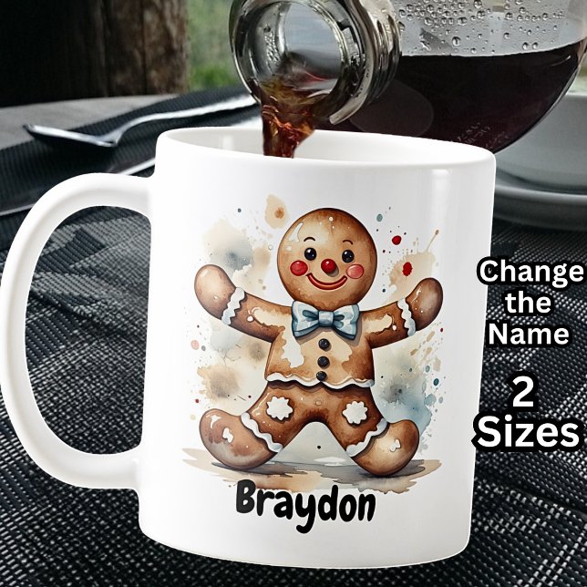 Caneca De Café Adicione o nome, Gingerbird Man para o Natal (Criador carregado)