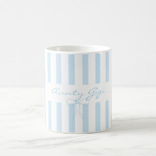 Caneca De Café Adicione o próprio texto Tia azul bebê listrado