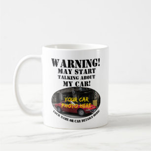 Caneca De Café Adicione seu nome de foto do carro Aviso de texto 