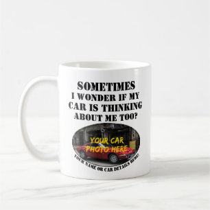 Caneca De Café Adicione seu nome de foto do carro, texto, maravil