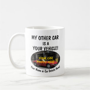 Caneca De Café Adicione seu nome de foto do carro, texto, meu out