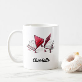 Caneca De Café Adicione Seu Nome Escritos Do Livro De Piano Artís