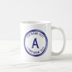 Caneca De Café Adicione seu nome inicial ou texto desenhado A B C