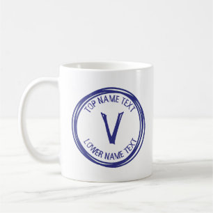 Caneca De Café Adicione seu nome inicial ou texto desenhado à mão