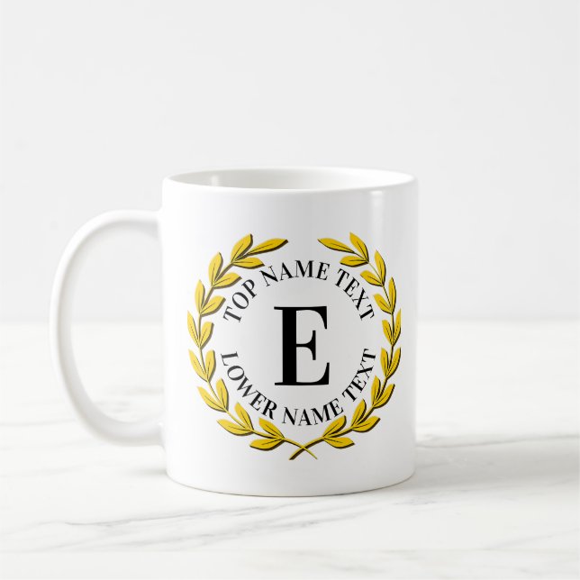 Caneca De Café Adicione seu nome inicial ou texto Dourado Texto E (Esquerda)