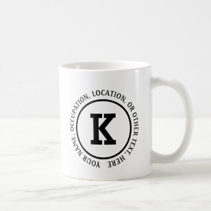 Caneca De Café Adicione Seu Nome Inicial & Outros Detalhes Texto