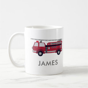 Caneca De Café Adicione seu nome Red Fire caminhão Personalizado