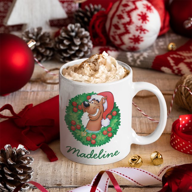 Caneca De Café Adicione seu nome | Scooby em Wreath (Criador carregado)