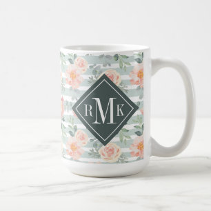 Caneca De Café Adicione seu teste padrão cor-de-rosa da listra d