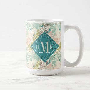 Caneca De Café Adicione seu teste padrão floral moderno do