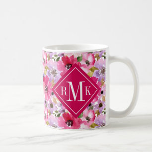 Caneca De Café Adicione sua aguarela do verão do monograma  